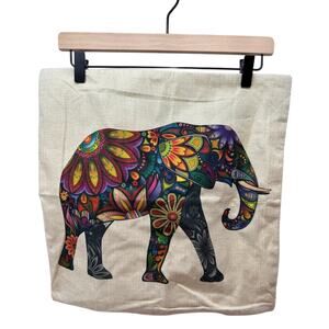 Two Boho Woven Elephant Square Zippered Pillow Cases